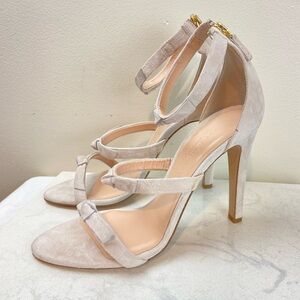 EUC Club Monaco Cedrika Suede Heels Blush Nude Ankle Strap Sandals